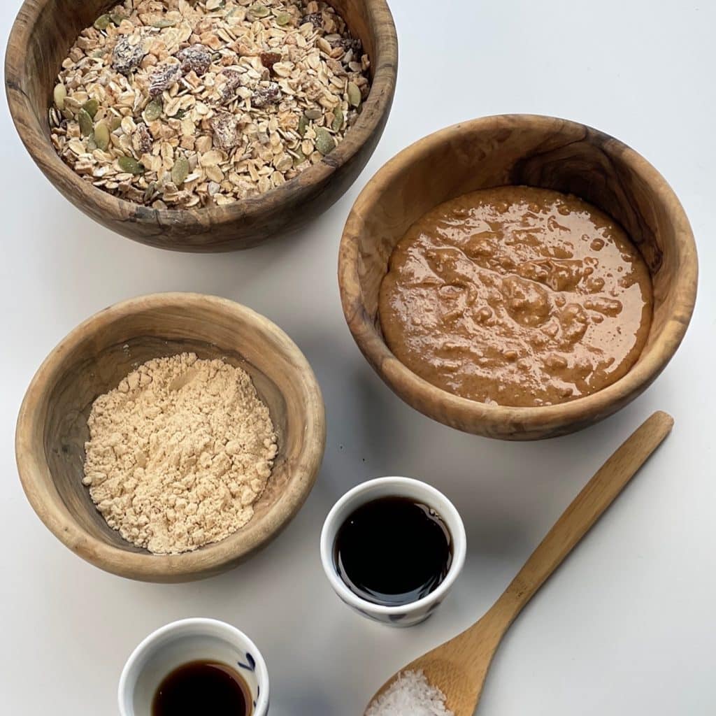The ingredients for the gluten-free cranberry muesli protein balls.