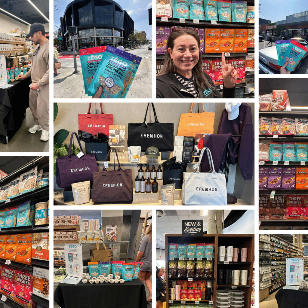 Collage of ZEGO at Erewhon grocery store